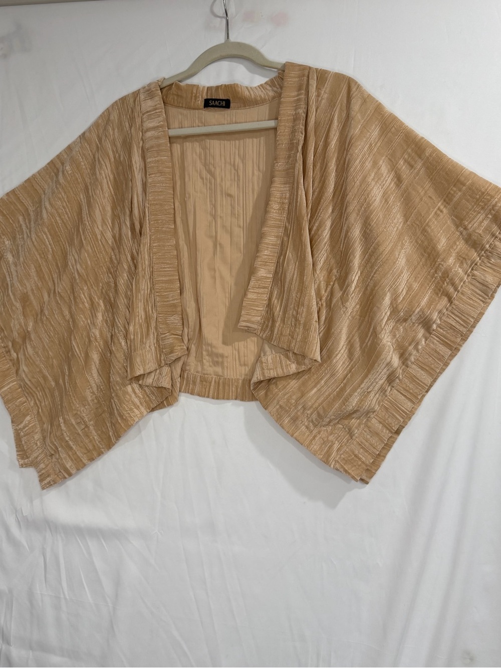 SAACHI Light Tan Open-Front Draped Shrug